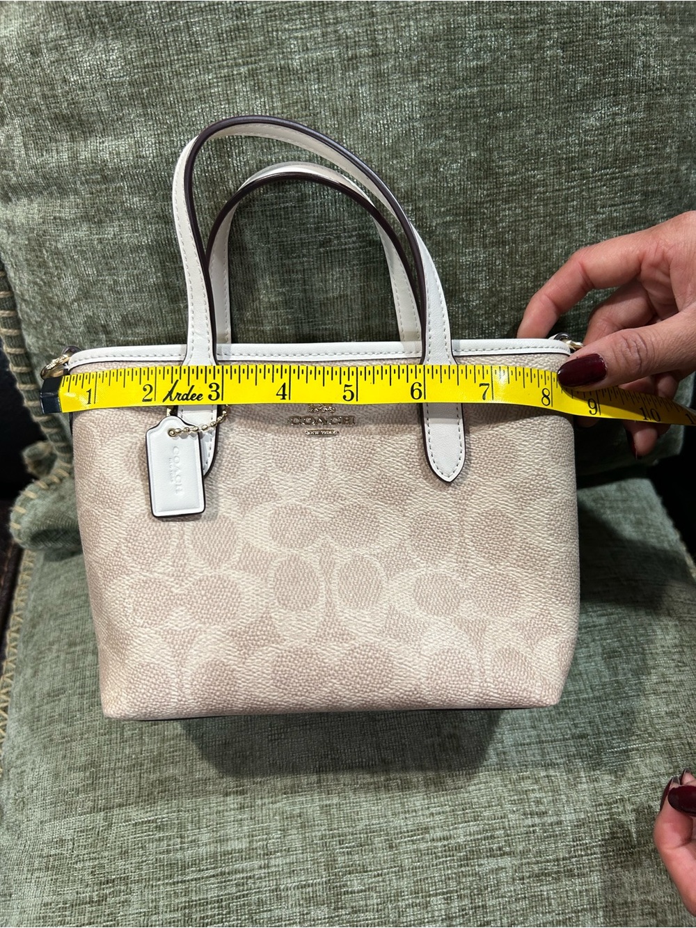 Coach Cream and White Mini Pebbled Satchel - Picture 11 of 12